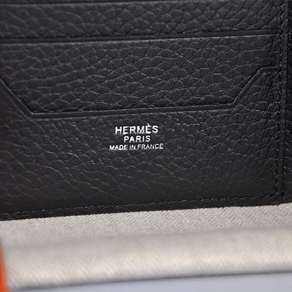 Cheap Fake Hermes MC Socrate Bi-Fold Wallet H006 Black - Click Image to Close